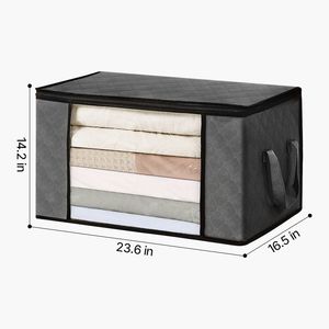 Set di 6 Grandi Borse Portaoggetti in Tessuto da 90L, Organizzatori Pieghevoli per Armadio con Manici, Contenitori Intrecciati per Vestiti - Product Image 2