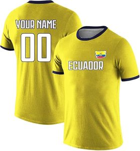 Camiseta de Fútbol de Ecuador para Hombre, Personalizable con Nombre y Número, Amarilla, Manga Corta, Absorbente de Humedad, Ropa Deportiva de Poliéster, Uniforme de Fútbol - Product Image 1