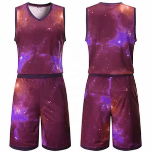 เสื้อบาสเก็ตบอลใหม่สำหรับผู้ชาย ชุดบาสเก็ตบอลแขนกุด 2 ชิ้น เสื้อกั๊ก กางเกงขาสั้น ชุดเสื้อบาสเก็ตบอลไล่เฉดสีแบบซับลิเมชั่น - Product Image 3