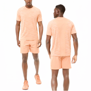 Camiseta personalizada color melocotón para hombre, de secado rápido, para gimnasio, entrenamiento, correr, transpirable, de manga corta y cuello redondo. - Product Image 1