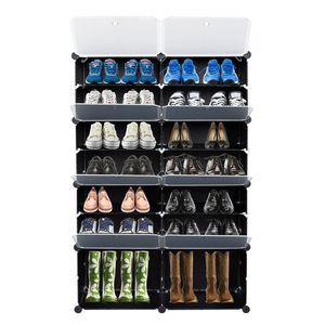Scarpiera Moderna Espandibile a 7 Livelli, Capacità 28 Paia, Armadio Contenitore a Torre con 14 Scomparti per Tacchi, Stivali e Ciabatte - Product Image 1
