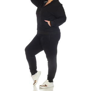 ชุดลำลองมีฮู้ดสำหรับผู้หญิง แบบเรียบ/ลายพิมพ์ ชุดออกกำลังกาย 2 ชิ้น เสื้อผ้าลำลองสำหรับออกกำลังกายและฟิตเนส ผ้าฝ้าย 100% ชุดจ็อกเกอร์มีฮู้ด - Product Image 2