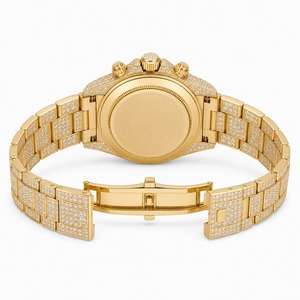 Luxury Women's Yellow Gold <b>Diamond</b> <b>Watch</b> Round Analog Quartz Bracelet - Product Image 2