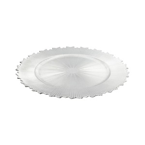 Assiette de service ronde en verre, motif uni, finition givrée, design minimaliste - Product Image 3