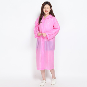Manteau de pluie long à capuche rose pour femmes, imperméable, coupe ample, en polyester, pour adultes, toutes saisons, vêtements d'extérieur - Product Image 1