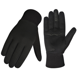 Custom Logo Black Compression Sports <b>Gloves</b> Breathable Stretch Fleece <b>Touchscreen</b> <b>Gloves</b> with Ribbed Cuff for Outdoor Training - Product Image 1