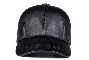 Casquettes de baseball en cuir de chèvre noir de haute qualité - Product Image 3