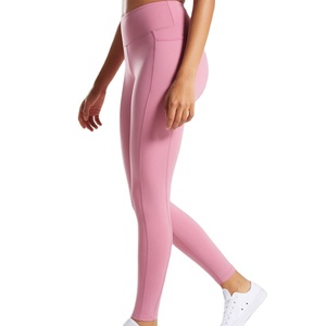 High Waist Pink Leggings Full Length Seamless Knitted Stretch Sporty <b>Tummy</b> <b>Control</b> Shapewear Compression Breathable Soft - Product Image 4