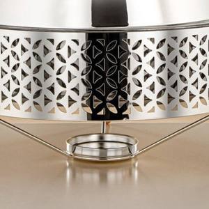 Round Stainless Steel Chafing Dish Laser Cut Arabic Design Buffet Food <b>Warmer</b> with Glass Lid and Gold Accents & <b>Legs</b> for Hotel - Product Image 5
