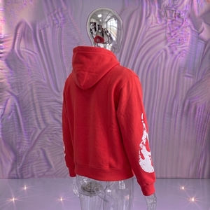 Sudadera con Capucha Roja Snowgrace, Oversize, de Forro Polar, Informal, Unisex, para Invierno, con Diseño de Llamas Estampadas - Product Image 4