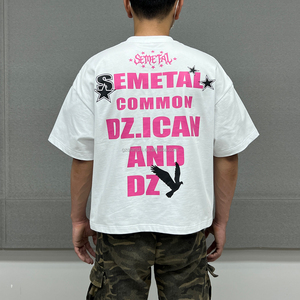 <b>White</b> 100% Cotton Men's Street Style Casual Short Sleeve Summer Breathable Silk Screen Printed Front Logo Design Anti-UV <b>V</b>-<b>neck</b> - Product Image 5