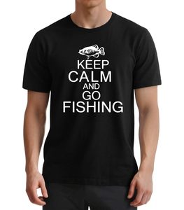 Camiseta negra de manga corta 100% algodón para hombre con estampado gráfico de peces, diseño informal con cuello redondo, camisetas de verano, Keep Calm And Go Fishing - Product Image 2