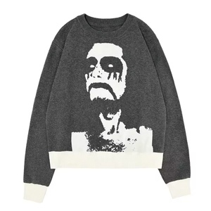Pull en tricot gothique avec imprimé sur le devant, col rond oversize, manches régulières, unisexe, vêtement d'automne - Product Image 3