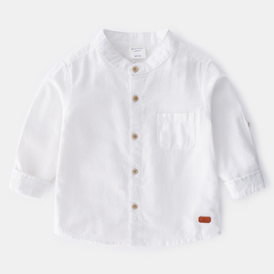 Camisas de Manga Larga para Hombre y Adolescente, 100% Algodón, Sólidas, Cómodas, Transpirables, Cuello Abotonado, Cierre de un Solo Botón - Product Image 1