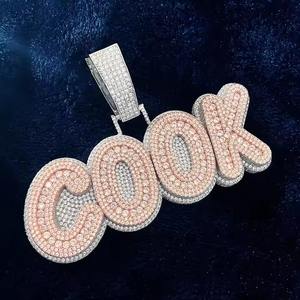 Colgante llamativo de plata con moissanita Infinite Ice, elegancia escarchada con patrón de letras con diamantes, joyería chapada en oro en oferta - Product Image 3