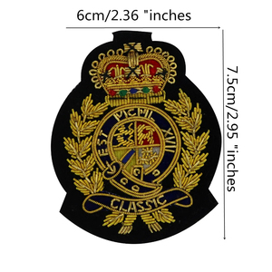 Insignias Bordadas a Mano con Hilo de Oro 3D, Diseño de Corona Real, con Tela de Lona, Totalmente Hechas a Mano, en Venta - Product Image 5