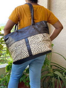 การออกแบบใหม่ขนหนังขนาดใหญ่ Tote กระเป๋าหนัง Cowhide กระเป๋าหนังกระเป๋าถือ - Product Image 5