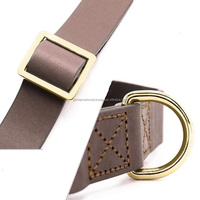 Collier pour chien en cuir robuste marron tactique avec boucle réglable, anneau en D en alliage, logo personnalisé, collier d'entraînement pour animaux de compagnie