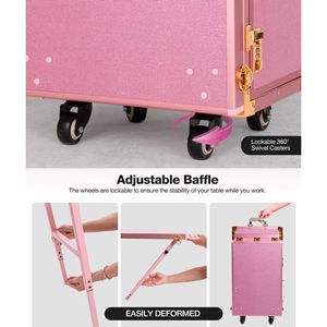 Tavolo da Manicure Portatile con 3 Luci Colorate e Altoparlante, Scrivania per Tecnico delle Unghie e Valigetta Pieghevole da Viaggio - Product Image 4