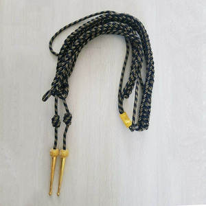 Aiguillette en cordon métallique tressé sur mesure avec extrémités en laiton pour uniformes, occasions formelles, luxe, 16 brins, bleu marine et or - Product Image 4