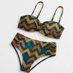 New High Waist <b>Plus</b> <b>Size</b> Women's Beach Printed Swimwear Breathable Women <b>Bikini</b> <b>Set</b> With Push up Two Piece Beachwear - Product Image 3