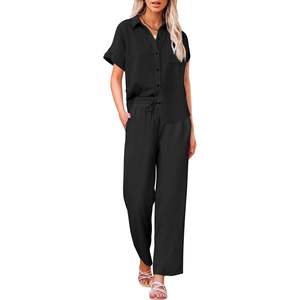 2025 conjuntos de dos piezas de lino informales de verano para mujer por encima de la rodilla talla XXS y conjunto de pantalones cortos y pantalones cortos - Product Image 3