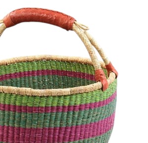 Trade Assurance <b>Seagrass</b> Belly Basket Handwoven Natural Grass Green Purple Stripe <b>Plant</b> <b>Pot</b> Cover Decor Bin - Product Image 3