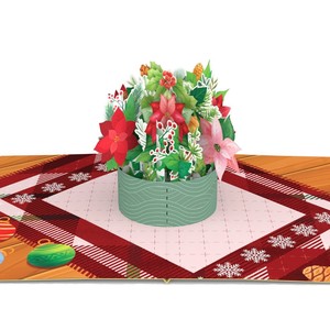 Wholesale 3D Pop Up Card Red Poinsettias Christmas, Vietnam Manufacturer 3D Handmade Greeting Card Paper <b>Gift</b> Souvenir For Noel - Product Image 3