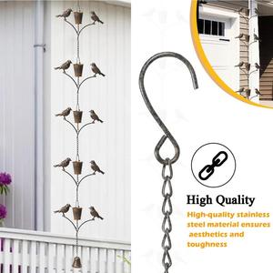 Cadena de Lluvia Decorativa de Metal Hecha a Mano con Diseño de Pájaros Vintage para Jardín, Hogar y Drenaje de Agua en Exteriores - Product Image 3