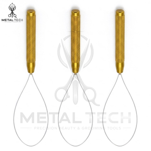 Gold Textured Handle Hair Extension Loop <b>Needle</b> Wire Pulling Hook <b>Threader</b> Tool Set for Micro Ring Link Beads Salon Supply - Product Image 4