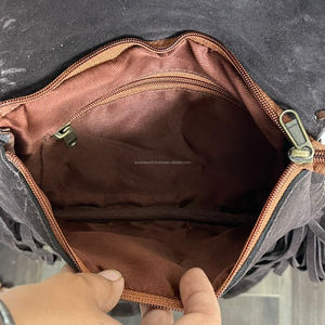 Sac à bandoulière en cuir de vachette style western, fourrure, franges, haute qualité, sac à main bohème, sac à bandoulière en cuir véritable pour femmes - Product Image 6