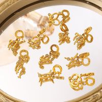 Breloques pour la fabrication de bijoux avec pendentifs zodiacaux plaqués or 18 carats, fermoir amovible pour bracelets de plage DIY