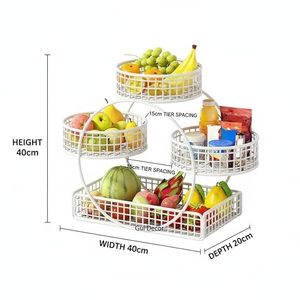 Moderno Estante de Almacenamiento de Frutas de Tres Niveles para Cocina con Diseño Circular y Uso Multifuncional - Product Image 2