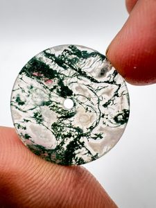 Esfera de Reloj de Ágata Musgosa Natural de 28.50mm Verde/Blanco, 1mm de Grosor, Estilo Clásico, Elegante y de Lujo, para Fabricación de Relojes al por Mayor - Product Image 4