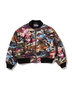 Hooded Camouflage Print <b>Fleece</b> <b>Lined</b> Bomber <b>Jacket</b> <b>Men</b> Streetwear Silk Screen Printed Zipper Closure Polyester Shell Autumn Wear - Product Image 6