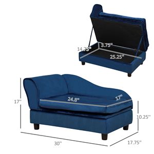 Divano Letto Moderno Blu per Animali Domestici, Morbido Divano con Contenitore per Cani e Gatti di Piccola Taglia, Arredamento in Schiuma Morbida - Product Image 3