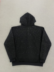 Sweat-shirt à capuche blanc avec fermeture éclair, imprimé à pois brillants, coupe classique, unisexe, décontracté, tricoté, pour l'automne - Product Image 3