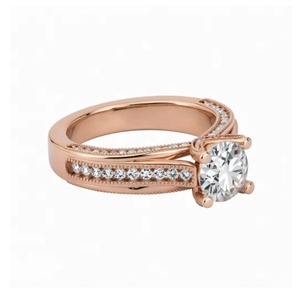 แหวนหมั้นทองคำโรสโกลด์ 18K เพชรทรงกลมเจียระไนแบบบริลเลียนท์ เพชรเลี้ยงในห้องปฏิบัติการ เครื่องประดับผู้หญิงสุดคลาสสิก ราคาขายส่งจากผู้ผลิตโดยตรง - Product Image 1