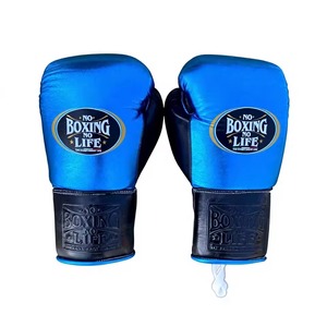 No Boxing No Life Boxing Gloves <b>Blue</b> Black Lace-Up PU Leather Training Gear for Adults - Product Image 3