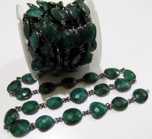 Cadena con Conectores de Esmeralda Briolette de 12 a 15 mm, Bisel de Piedras Preciosas de Forma Irregular, Cadena Vendida por Pie - Product Image 2