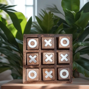 Moderna Tablero de Juego de Tres en Raya de Madera Grande, Decorativo, Estilo Rústico, Juego de Estrategia para Decoración del Hogar - Product Image 1