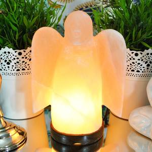 Lámpara de Sal Iónica del Himalaya Tallada a Mano con Forma de Ángel, Luz Nocturna Moderna de Sal Rosa Natural, Decoración para el Hogar, Lámpara Curativa para Villa o Cocina - Product Image 1