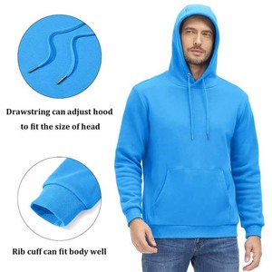 Sudadera con Capucha para Hombre, Color Sólido, Corte Regular, Felpa, Informal, para Otoño, Diseño con Bolsillo Azul, Algodón, Sudaderas con Capucha para Hombre 2026 - Product Image 3