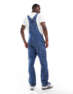 Pantalones de Mezclilla Azules para Hombre, Estilo Overol, Cintura Alta, Corte Holgado, Estilo Casual para Trabajo, Primavera, Algodón - Product Image 6