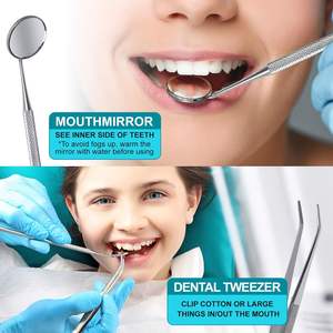 Kit d'hygiène dentaire manuel 6 pièces en acier inoxydable : grattoir, cure-dents, miroir, pince à épiler – Autoclavable et très résistant - Product Image 4