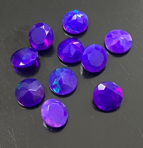 Piedras Preciosas Sueltas de Ópalo Natural Morado con Corte Brillante Redondo para Joyería, Piedras Facetadas Iridiscentes - Product Image 1