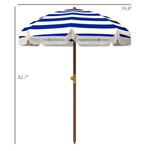 Ombrellone da Spiaggia Portatile con Strisce Blu e Borsa per il Trasporto, 6.2 Ventilatori e Volant, per Giardino e Viaggi - Product Image 5