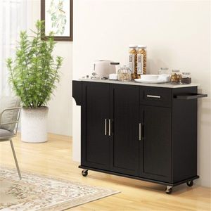 Isola da Cucina Moderna/Armadio Contenitore Portatile e Regolabile con Materiali in Legno e Metallo, Design Impermeabile - Product Image 5