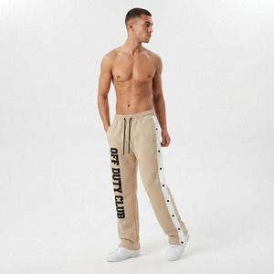OEM ODM Men Embroidery Side Button <b>Fleece</b> <b>Jogger</b> Sweatpants Premium 100% Cotton <b>Fleece</b> Streetwear Loose Fit Men's Sweat Pants - Product Image 4