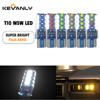 Ampoule de voiture T10 - Ampoule LED stroboscopique à 8 LED entièrement recouverte de silicone, haute luminosité, multicolore, petite ampoule de lecture
